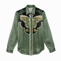Retro Butterfly Women Casual Shirt Western Yoke Style - Wonder Print Shop