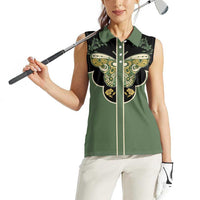 Retro Butterfly Women Sleeveless Polo Shirt Western Yoke Style - Wonder Print Shop