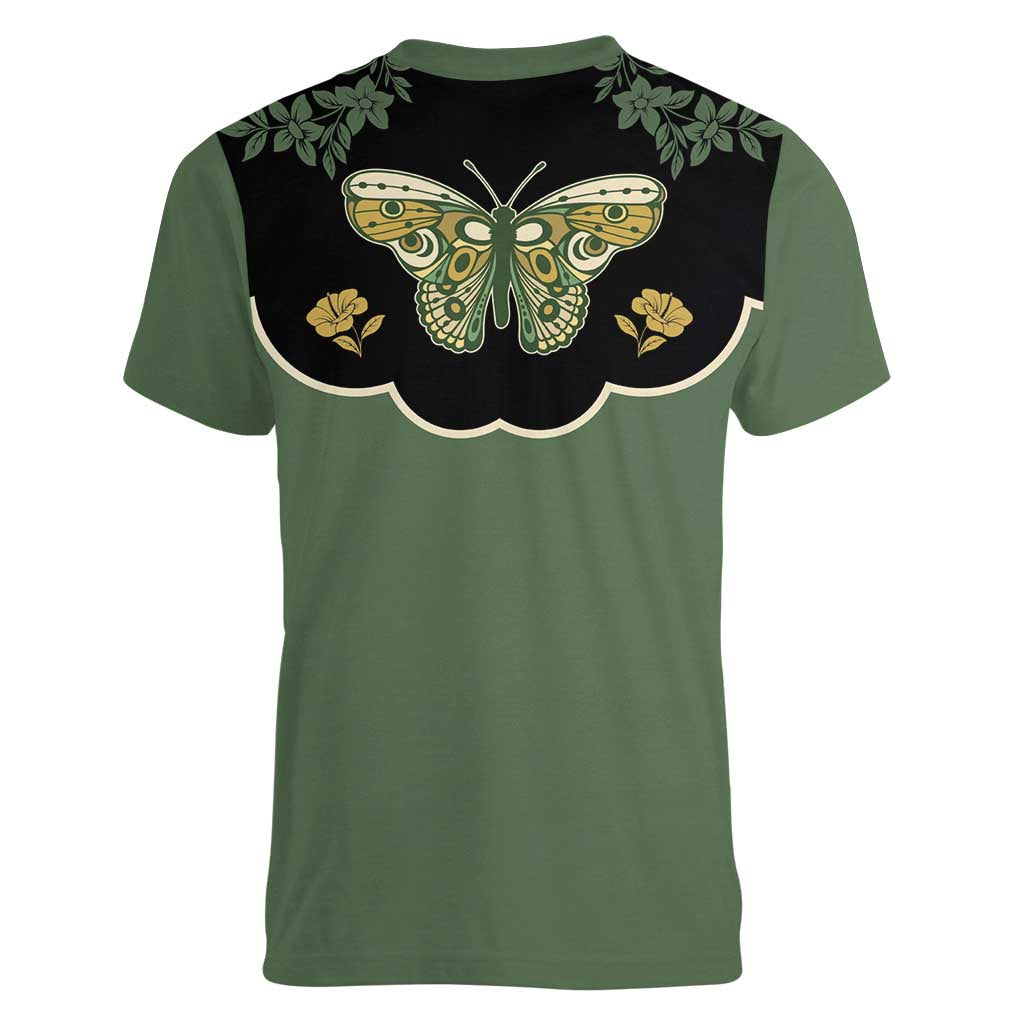 Retro Butterfly Women V-Neck T-Shirt Western Yoke Style - Wonder Print Shop