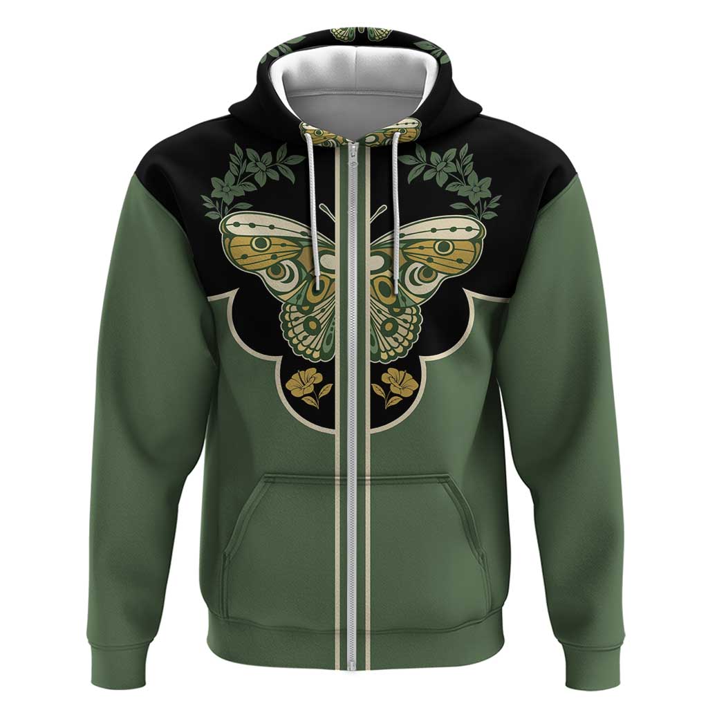 Retro Butterfly Zip Hoodie Western Yoke Style - Wonder Print Shop