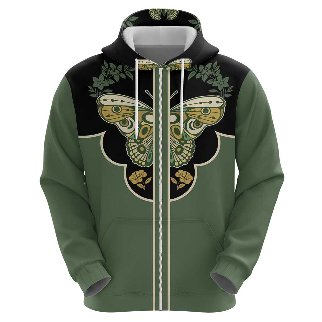 Retro Butterfly Zip Hoodie Western Yoke Style - Wonder Print Shop