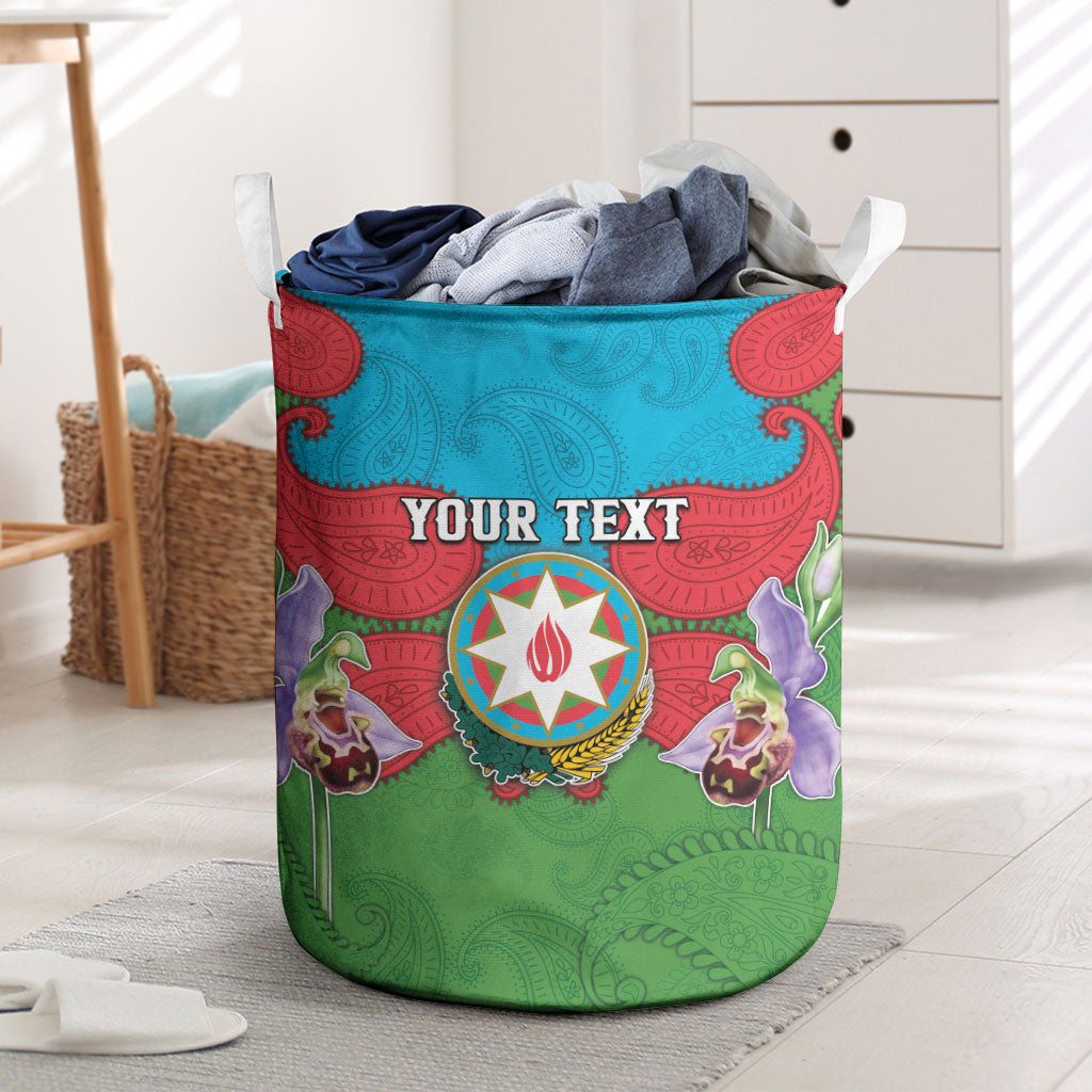 Personalized Azerbaijan Laundry Basket Khari Bulbul Buta Pattern Emblem Flame