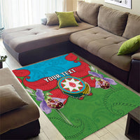 Personalized Azerbaijan Area Rug Khari Bulbul Buta Pattern Emblem Flame