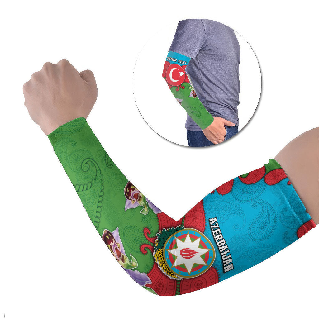 Personalized Azerbaijan Arm Sleeves Khari Bulbul Buta Pattern Emblem Flame