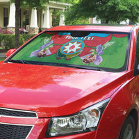 Personalized Azerbaijan Auto Sun Shade Khari Bulbul Buta Pattern Emblem Flame