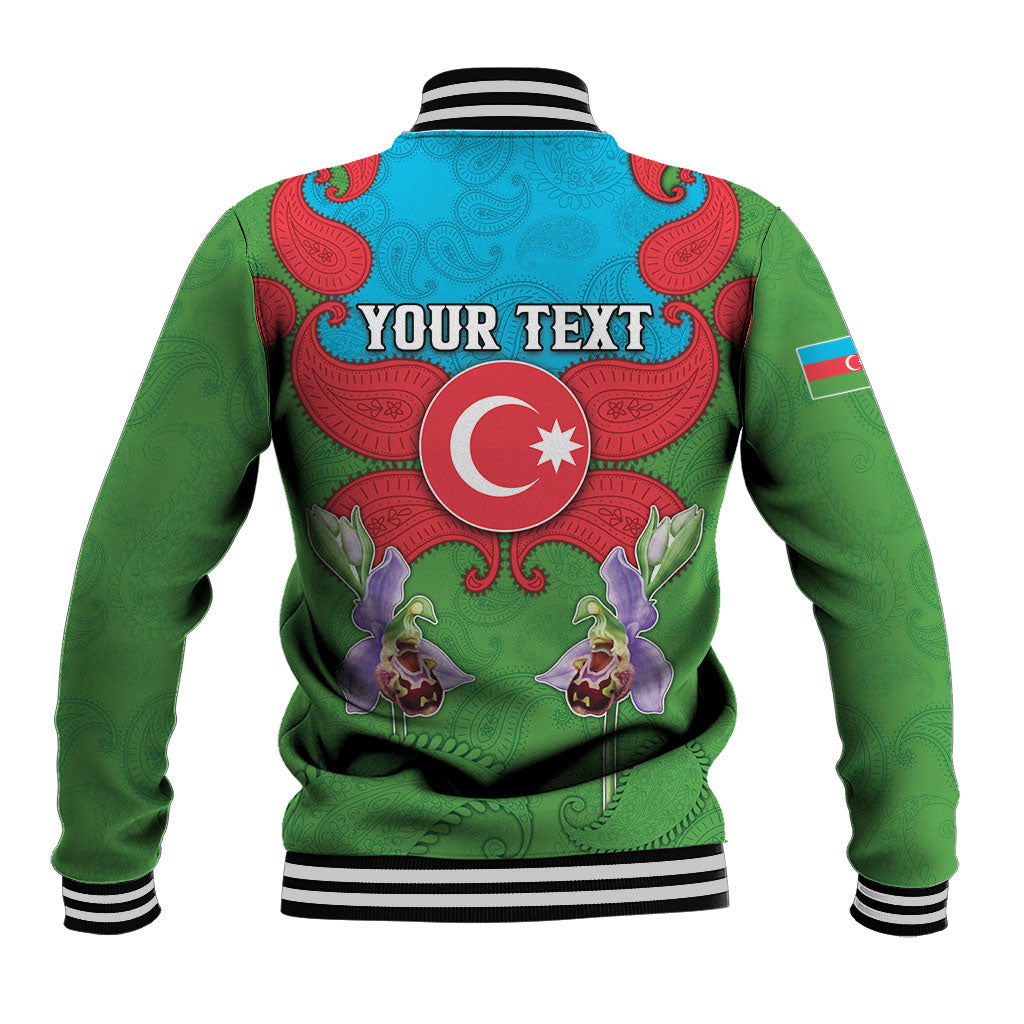 Personalized Azerbaijan Baseball Jacket Khari Bulbul Buta Pattern Emblem Flame
