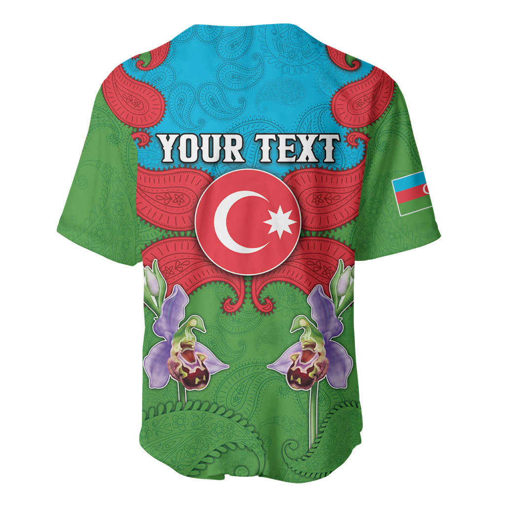Personalized Azerbaijan Baseball Jersey Khari Bulbul Buta Pattern Emblem Flame