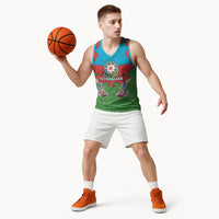 Personalized Azerbaijan Basketball Jersey Khari Bulbul Buta Pattern Emblem Flame