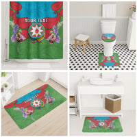 Personalized Azerbaijan Bathroom Set Khari Bulbul Buta Pattern Emblem Flame