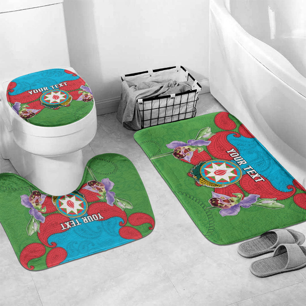 Personalized Azerbaijan Bathroom Set Khari Bulbul Buta Pattern Emblem Flame