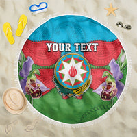 Personalized Azerbaijan Beach Blanket Khari Bulbul Buta Pattern Emblem Flame