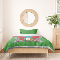 Personalized Azerbaijan Bedding Set Khari Bulbul Buta Pattern Emblem Flame