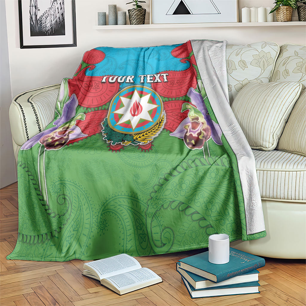 Personalized Azerbaijan Blanket Khari Bulbul Buta Pattern Emblem Flame