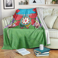 Personalized Azerbaijan Blanket Khari Bulbul Buta Pattern Emblem Flame