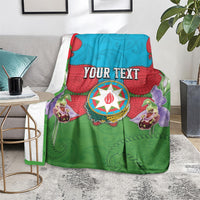 Personalized Azerbaijan Blanket Khari Bulbul Buta Pattern Emblem Flame