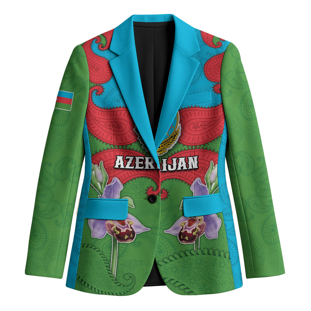 Personalized Azerbaijan Blazer Khari Bulbul Buta Pattern Emblem Flame