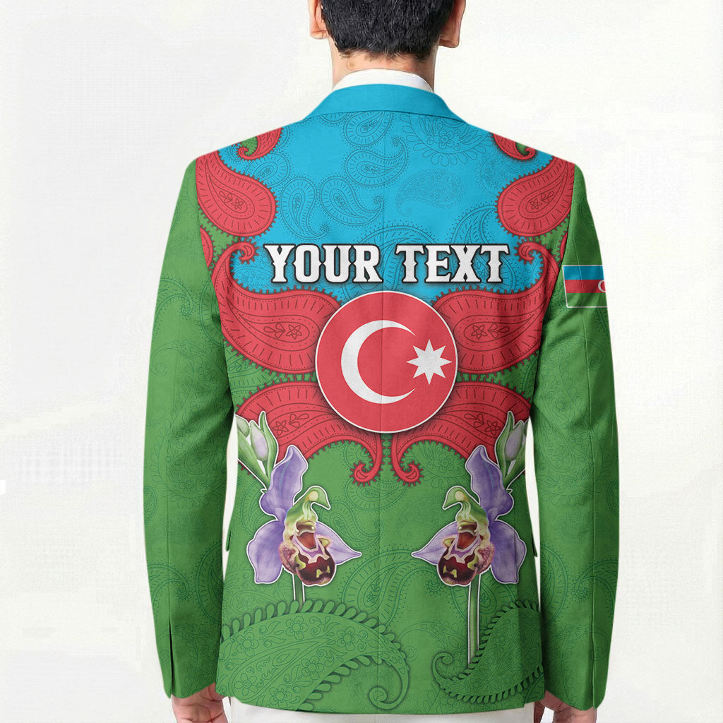 Personalized Azerbaijan Blazer Khari Bulbul Buta Pattern Emblem Flame