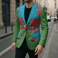 Personalized Azerbaijan Blazer Khari Bulbul Buta Pattern Emblem Flame