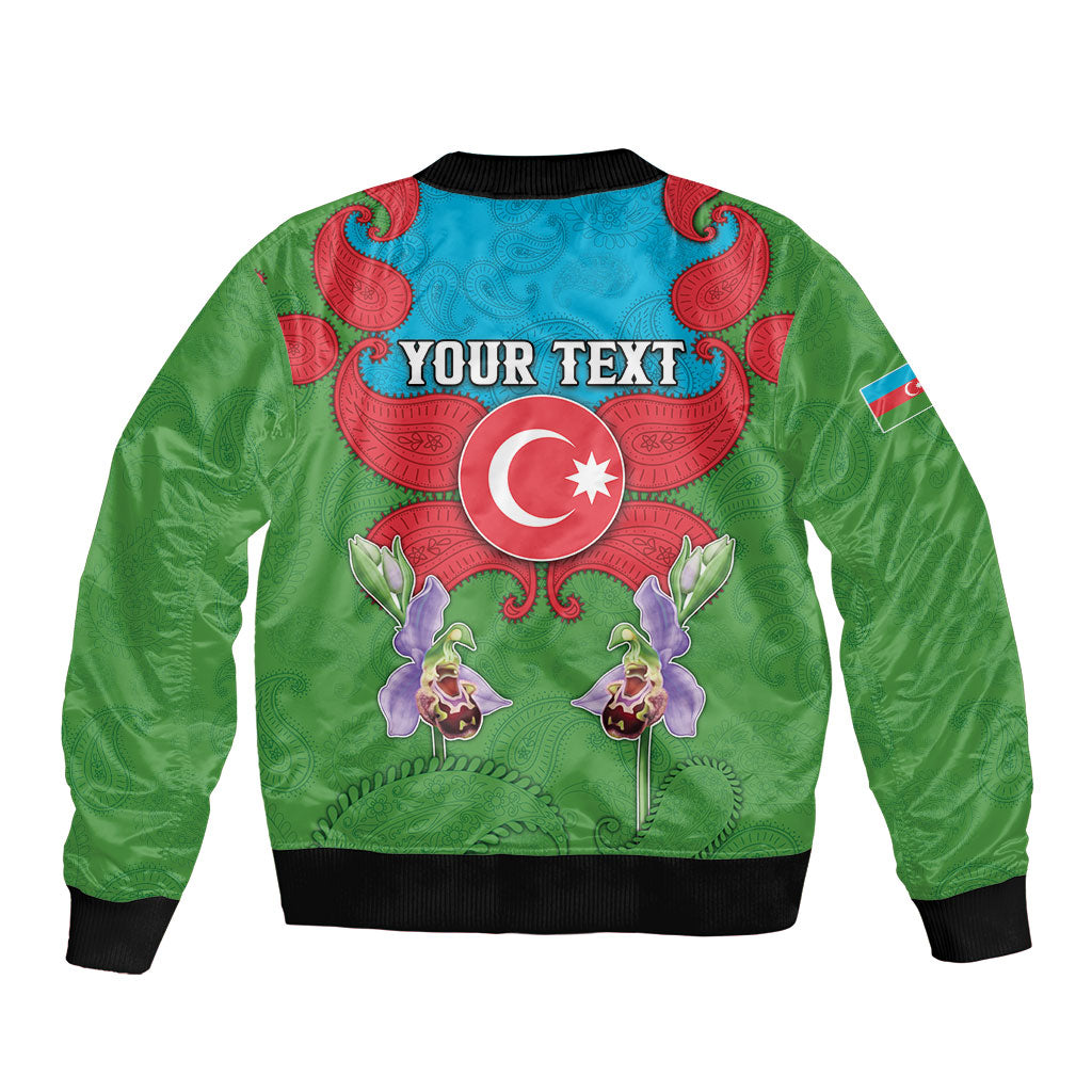 Personalized Azerbaijan Bomber Jacket Khari Bulbul Buta Pattern Emblem Flame