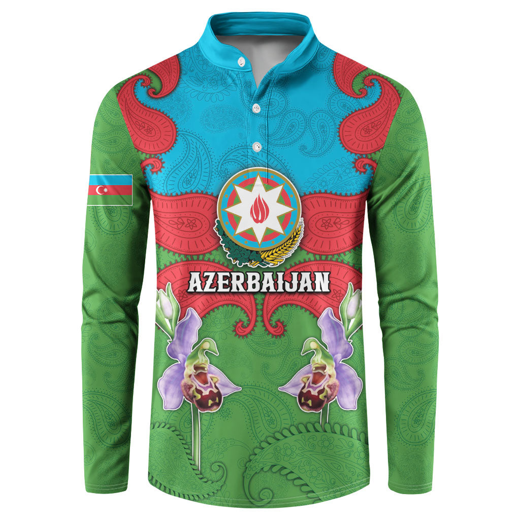 Personalized Azerbaijan Button Sweatshirt Khari Bulbul Buta Pattern Emblem Flame