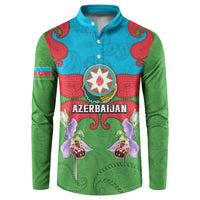 Personalized Azerbaijan Button Sweatshirt Khari Bulbul Buta Pattern Emblem Flame