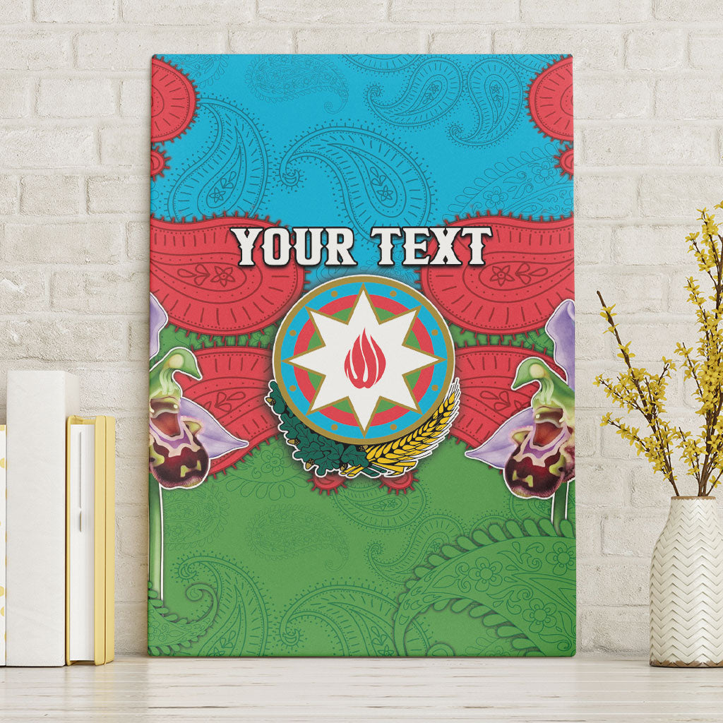 Personalized Azerbaijan Canvas Wall Art Khari Bulbul Buta Pattern Emblem Flame