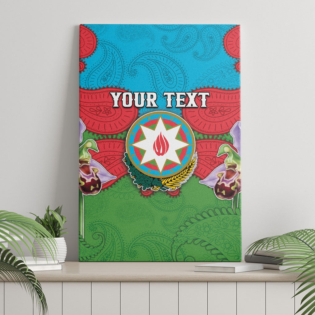 Personalized Azerbaijan Canvas Wall Art Khari Bulbul Buta Pattern Emblem Flame