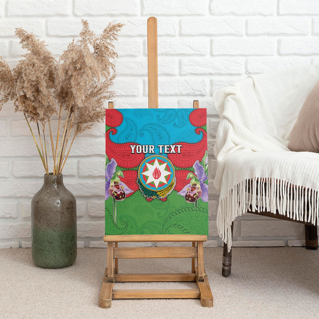 Personalized Azerbaijan Canvas Wall Art Khari Bulbul Buta Pattern Emblem Flame