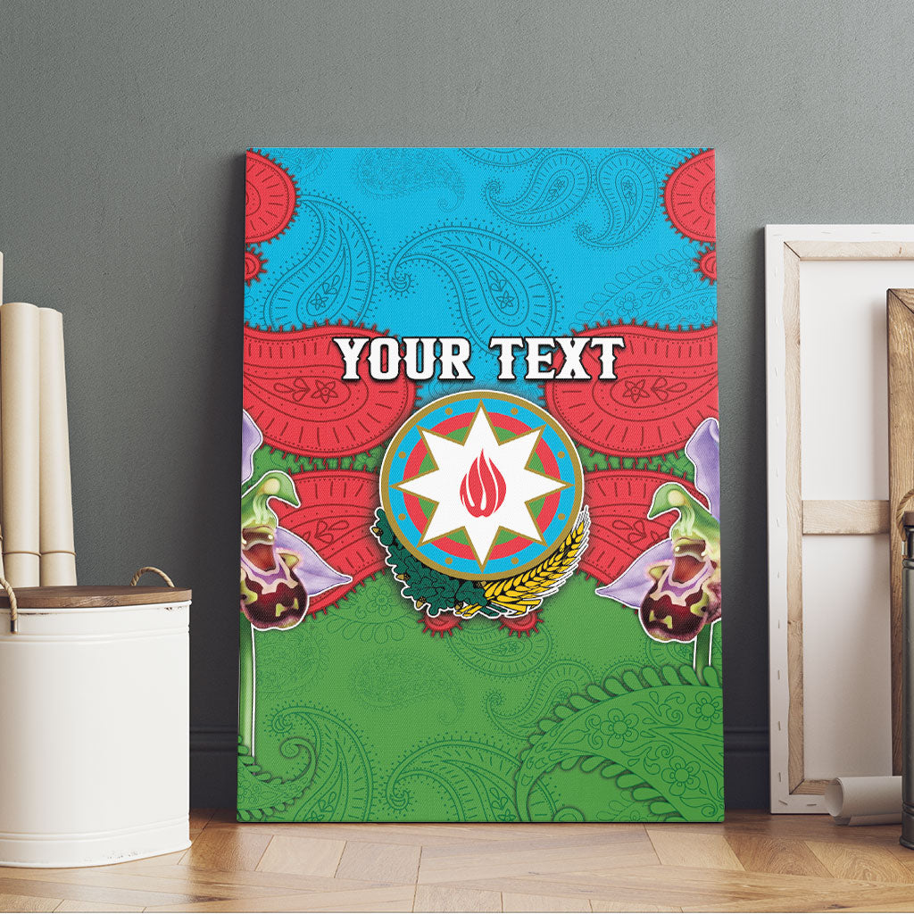 Personalized Azerbaijan Canvas Wall Art Khari Bulbul Buta Pattern Emblem Flame