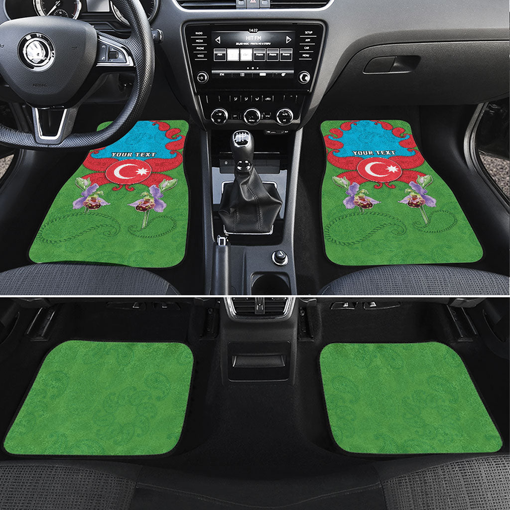 Personalized Azerbaijan Car Mats Khari Bulbul Buta Pattern Emblem Flame