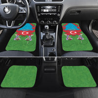 Personalized Azerbaijan Car Mats Khari Bulbul Buta Pattern Emblem Flame