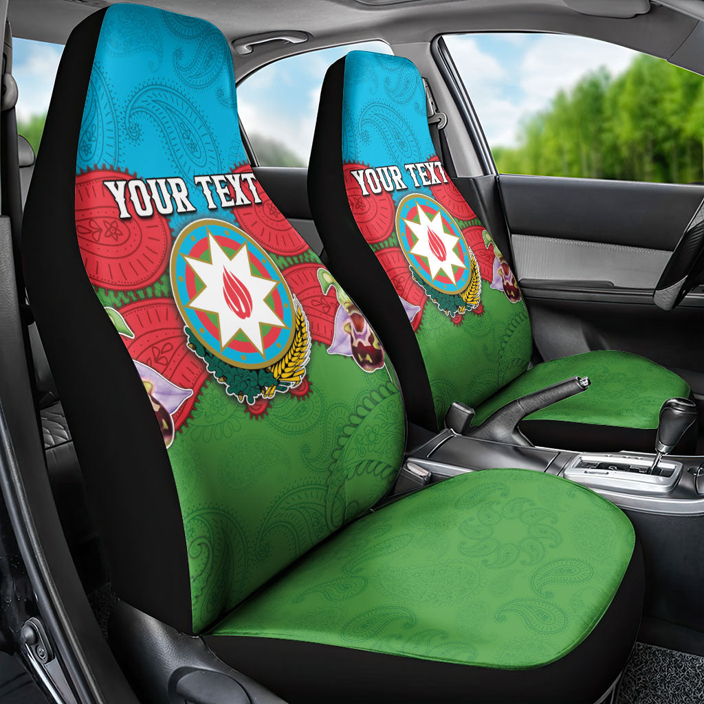 Personalized Azerbaijan Car Seat Cover Khari Bulbul Buta Pattern Emblem Flame
