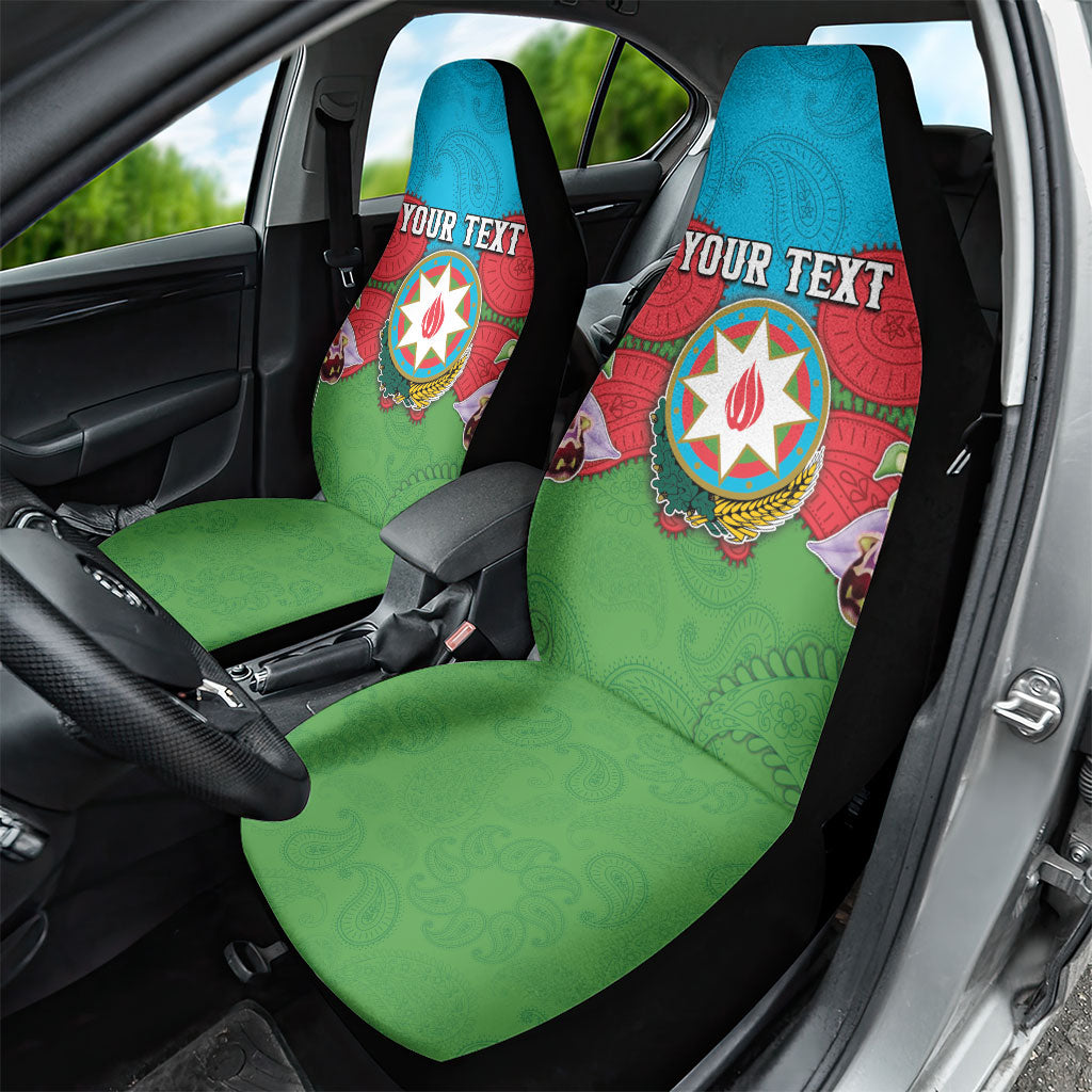 Personalized Azerbaijan Car Seat Cover Khari Bulbul Buta Pattern Emblem Flame