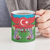 Personalized Azerbaijan Ceramic Mug Khari Bulbul Buta Pattern Emblem Flame