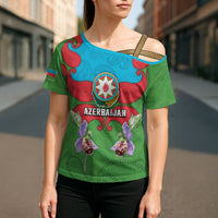 Personalized Azerbaijan Cross Shoulder Shirt Khari Bulbul Buta Pattern Emblem Flame