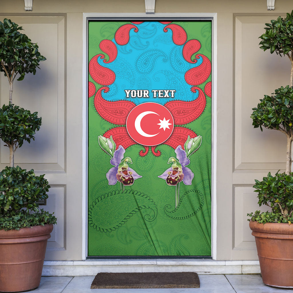 Personalized Azerbaijan Door Cover Khari Bulbul Buta Pattern Emblem Flame