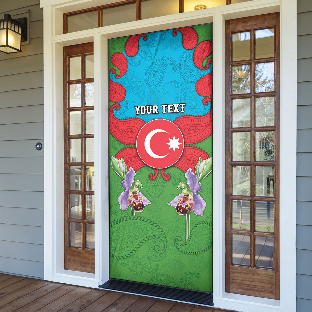 Personalized Azerbaijan Door Cover Khari Bulbul Buta Pattern Emblem Flame
