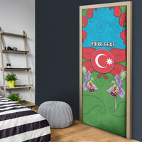 Personalized Azerbaijan Door Cover Khari Bulbul Buta Pattern Emblem Flame