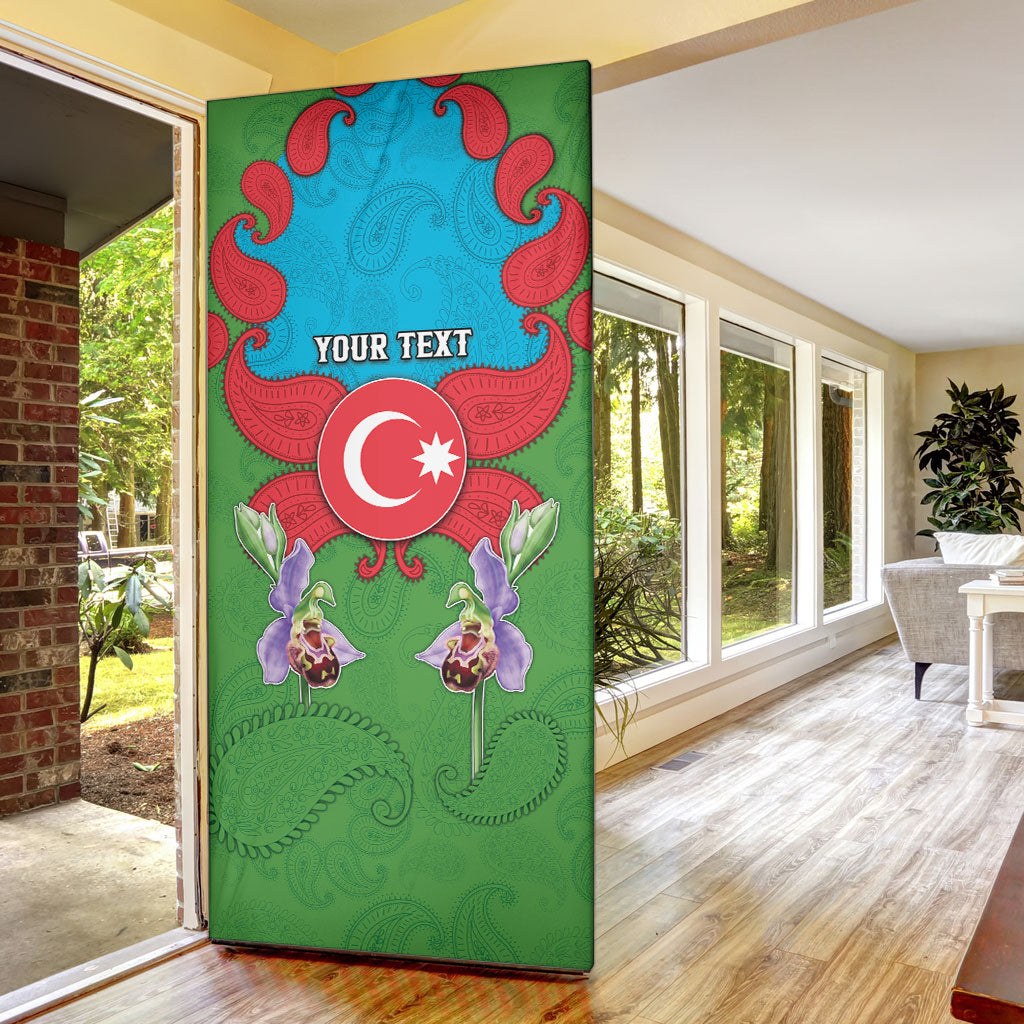 Personalized Azerbaijan Door Cover Khari Bulbul Buta Pattern Emblem Flame