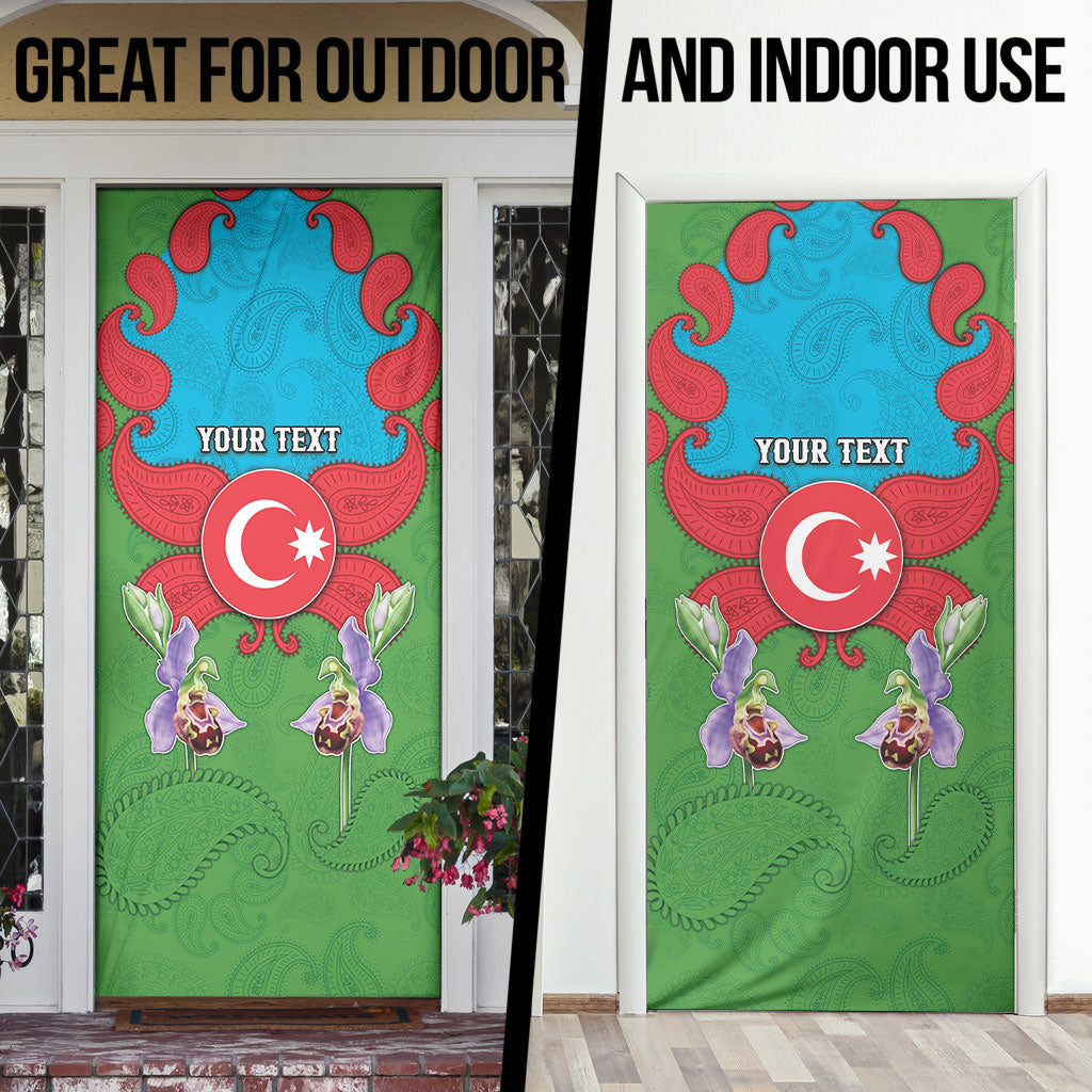 Personalized Azerbaijan Door Cover Khari Bulbul Buta Pattern Emblem Flame