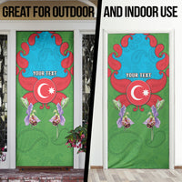 Personalized Azerbaijan Door Cover Khari Bulbul Buta Pattern Emblem Flame