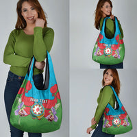 Personalized Azerbaijan Grocery Bag Khari Bulbul Buta Pattern Emblem Flame