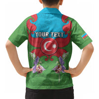 Personalized Azerbaijan Hawaiian Shirt Khari Bulbul Buta Pattern Emblem Flame