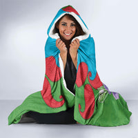 Personalized Azerbaijan Hooded Blanket Khari Bulbul Buta Pattern Emblem Flame