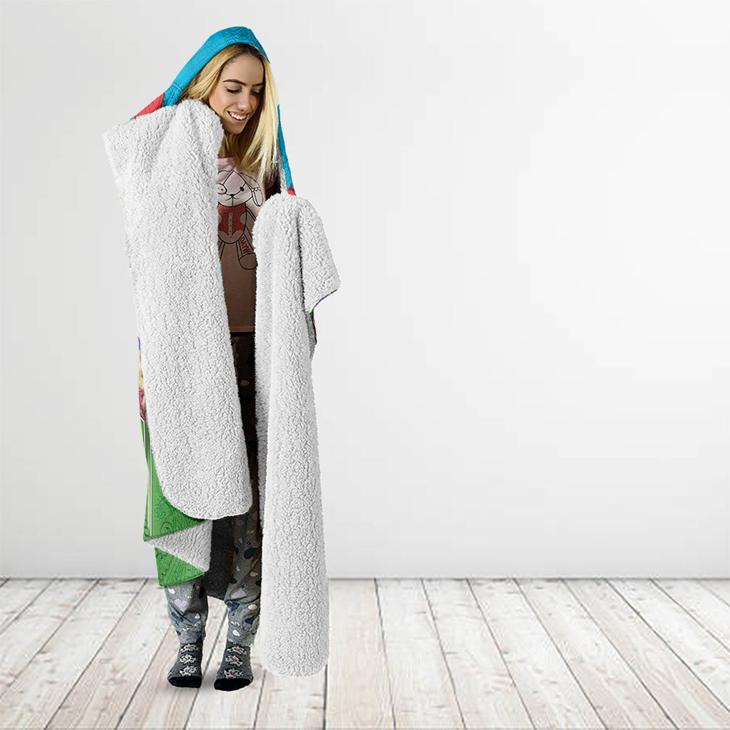 Personalized Azerbaijan Hooded Blanket Khari Bulbul Buta Pattern Emblem Flame