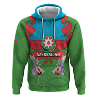 Personalized Azerbaijan Hoodie Khari Bulbul Buta Pattern Emblem Flame