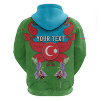 Personalized Azerbaijan Hoodie Khari Bulbul Buta Pattern Emblem Flame