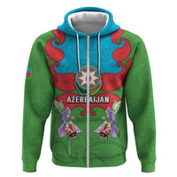 Personalized Azerbaijan Hoodie Khari Bulbul Buta Pattern Emblem Flame