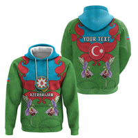 Personalized Azerbaijan Hoodie Khari Bulbul Buta Pattern Emblem Flame