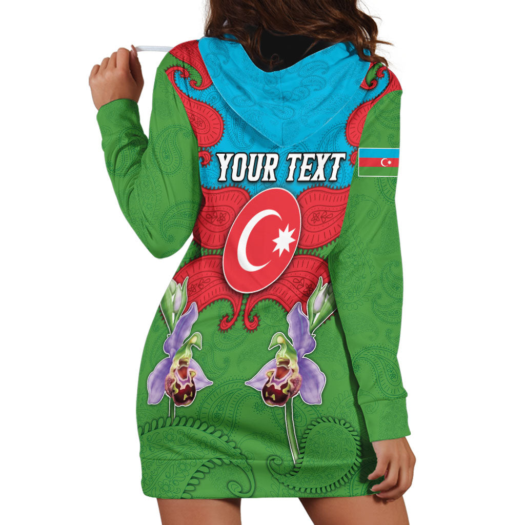 Personalized Azerbaijan Hoodie Dress Khari Bulbul Buta Pattern Emblem Flame